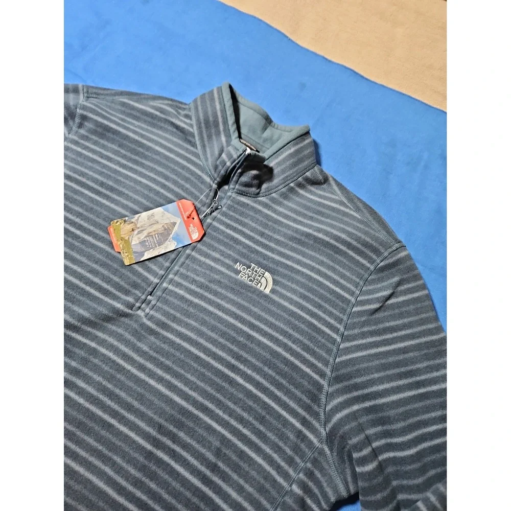 The North Face TKA Glacier 100 Fleece 1/4 Zip Jacket Pullover Blue Stripe XL New